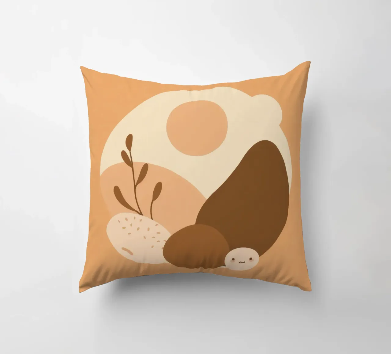 Design unico con elementi astratti e colori tenui cuscino da DesignDoodle