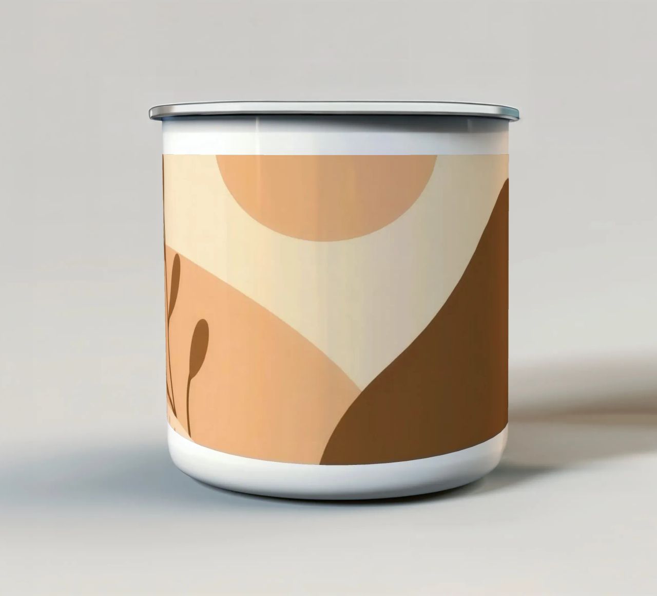 Design unico con elementi astratti e colori tenui tazza in smalto da DesignDoodle