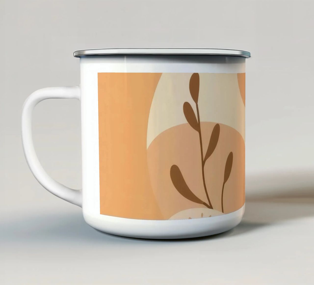Design unico con elementi astratti e colori tenui tazza in smalto da DesignDoodle
