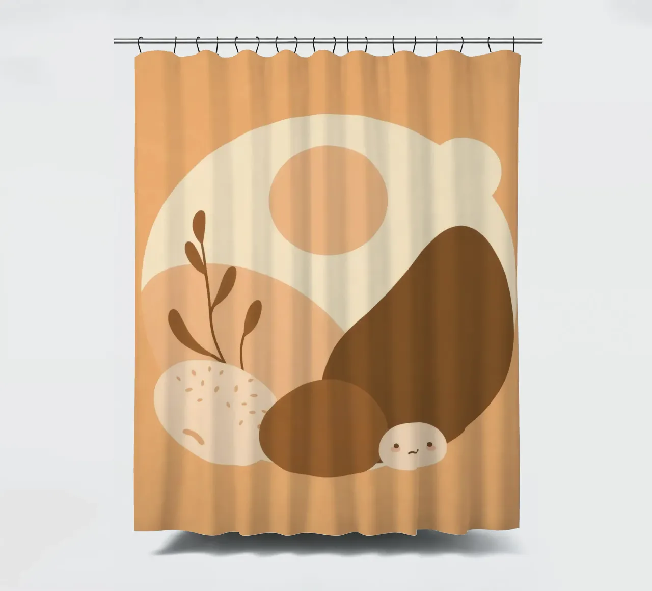 Uniek ontwerp met abstracte elementen en zachte kleuren douchegordijn van DesignDoodle