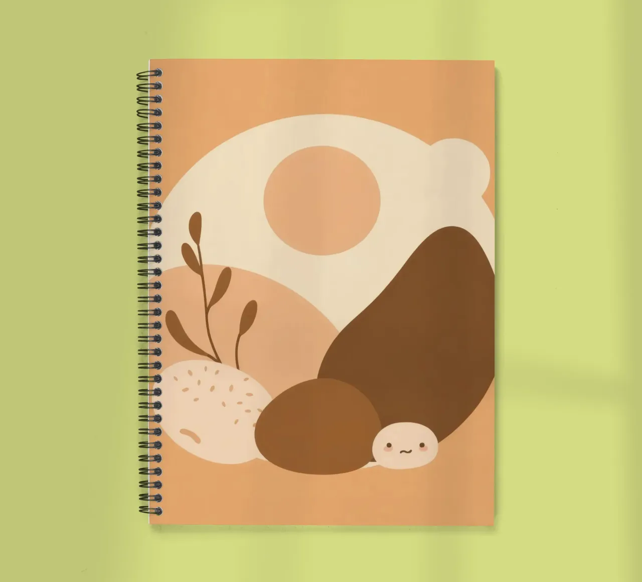 Un design unique avec des éléments abstraits et des couleurs douces carnet à spirale de DesignDoodle