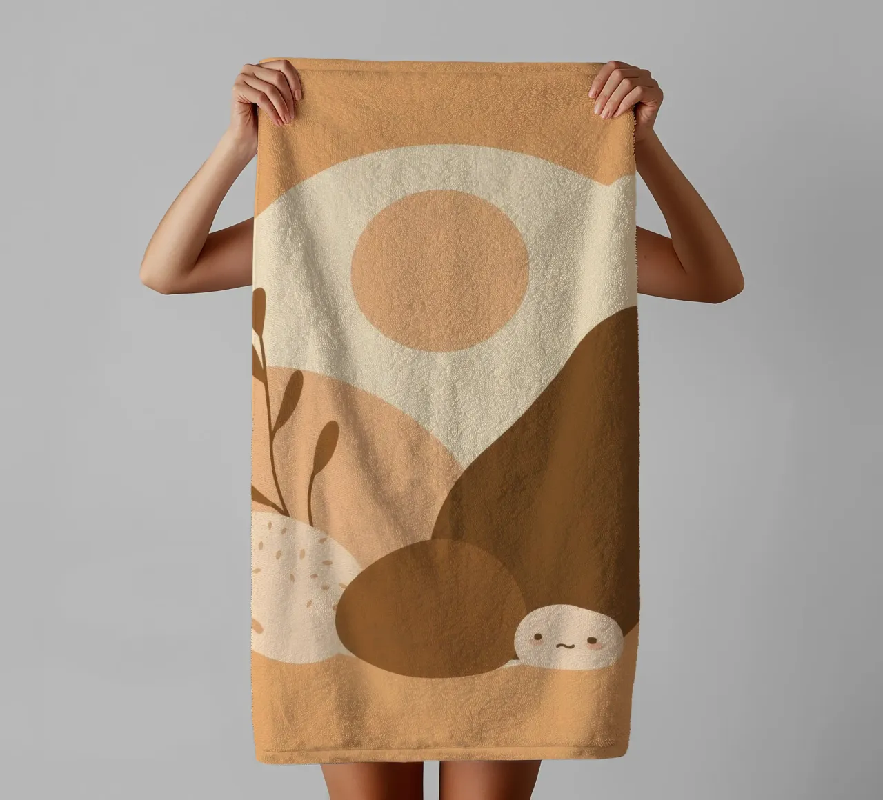 Un design unique avec des éléments abstraits et des couleurs douces serviette de bain de DesignDoodle
