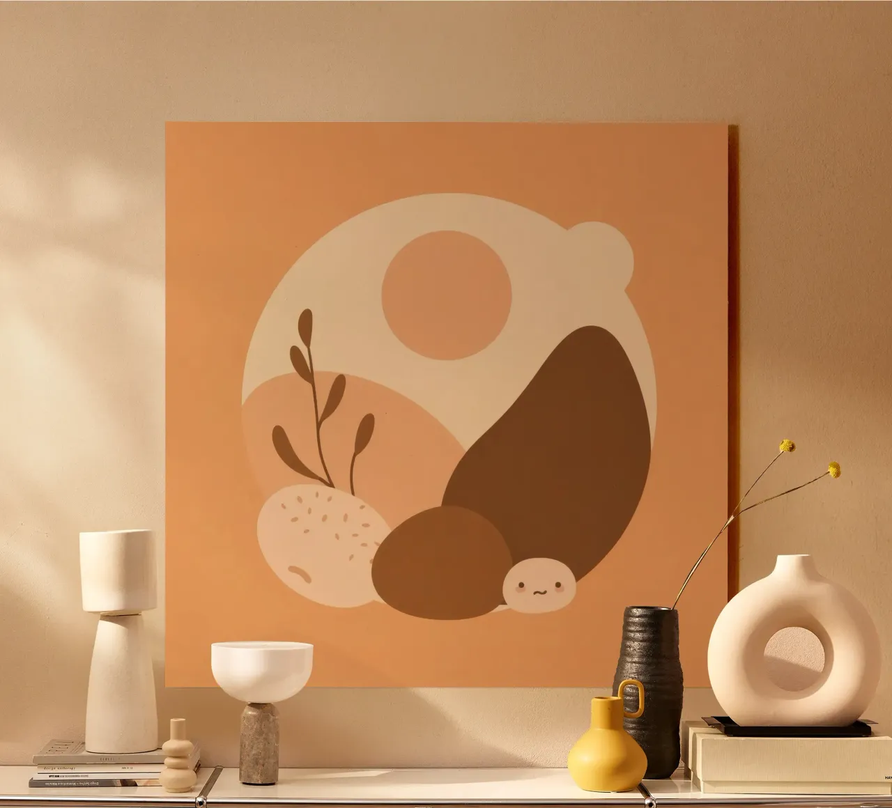 Un design unique avec des éléments abstraits et des couleurs douces alu dibond de DesignDoodle