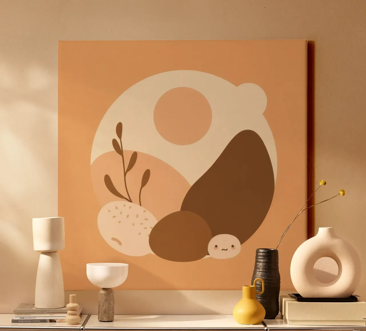 Einzigartiges Design mit abstrakten Elementen und sanften Farben Leinwand von DesignDoodle