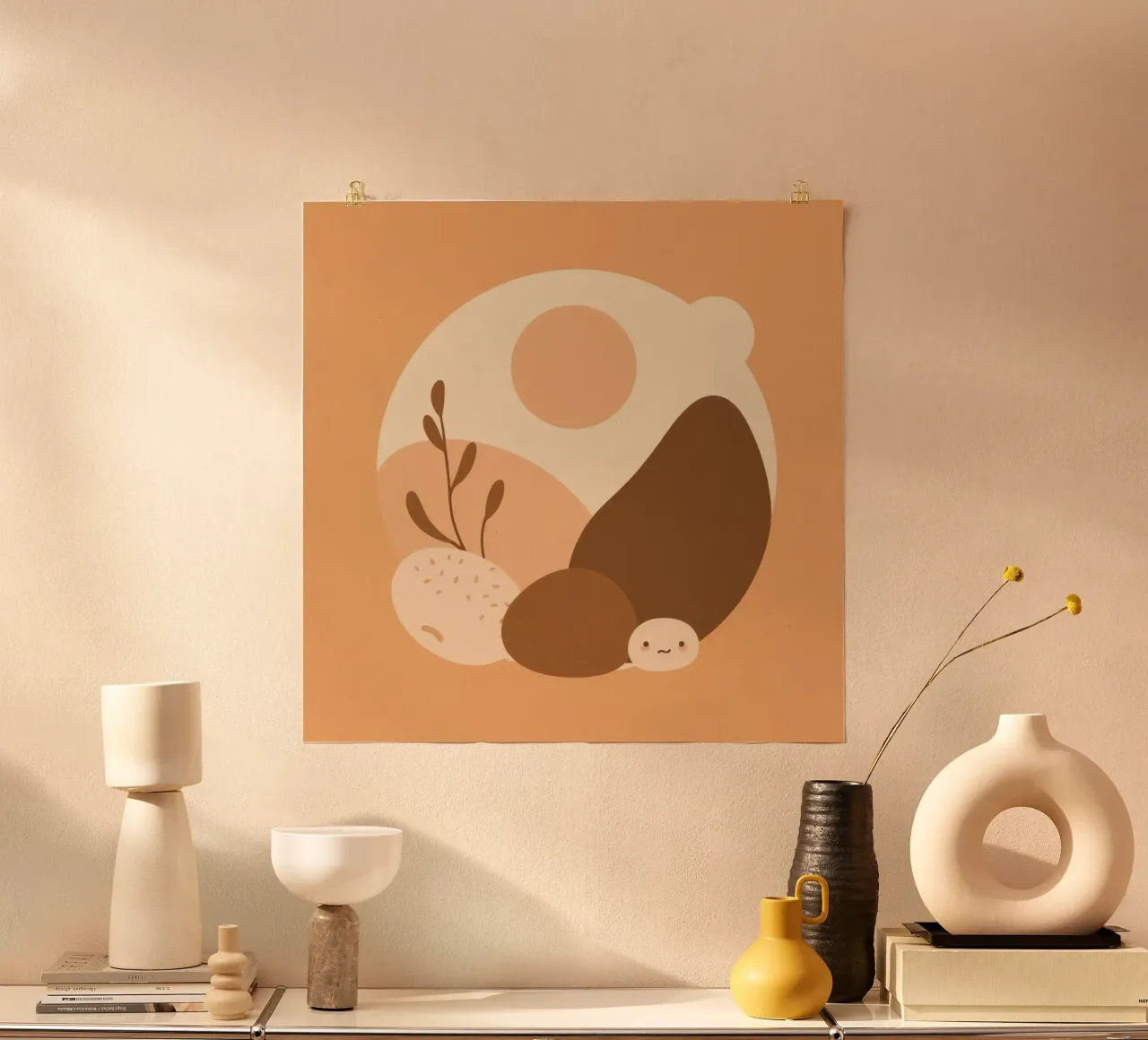 Design unico con elementi astratti e colori tenui carta hahnemühle da DesignDoodle