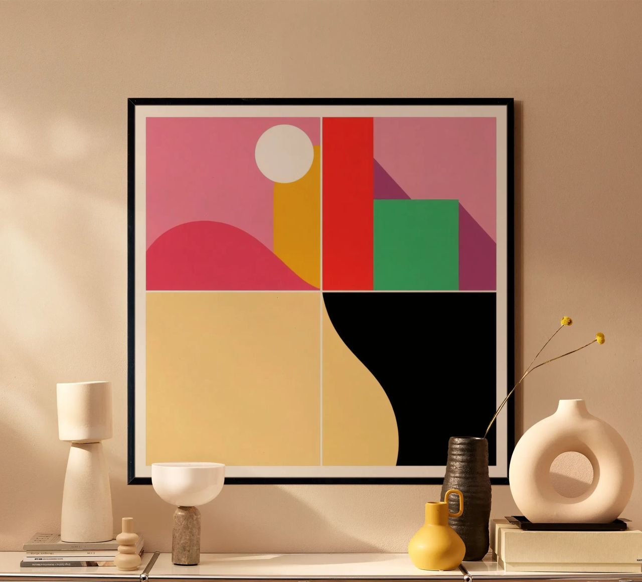 Helle geometrische Formen schaffen einen lebhaften Kontrast Poster von DesignDoodle