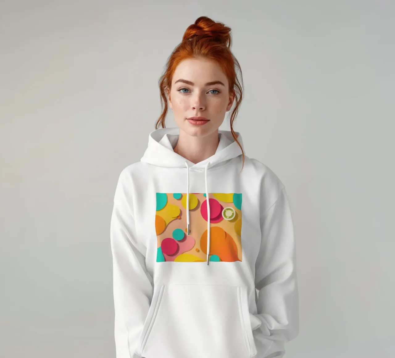 Des formes abstraites aux couleurs vives créent une ambiance ludique et vibrante. sweat à capuche de DesignDoodle