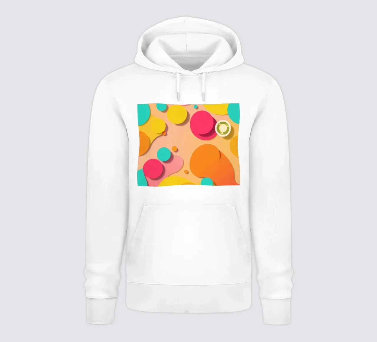 Des formes abstraites aux couleurs vives créent une ambiance ludique et vibrante. sweat à capuche de DesignDoodle