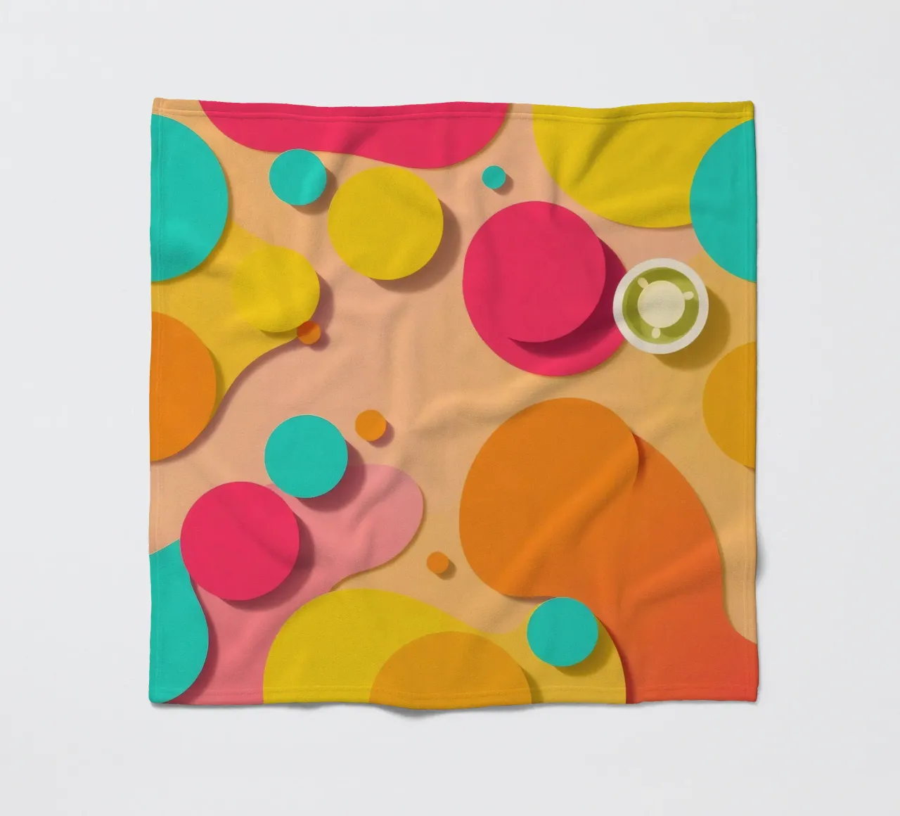 Brightly colored abstract shapes create a vibrant playful fleece blanket by DesignDoodle