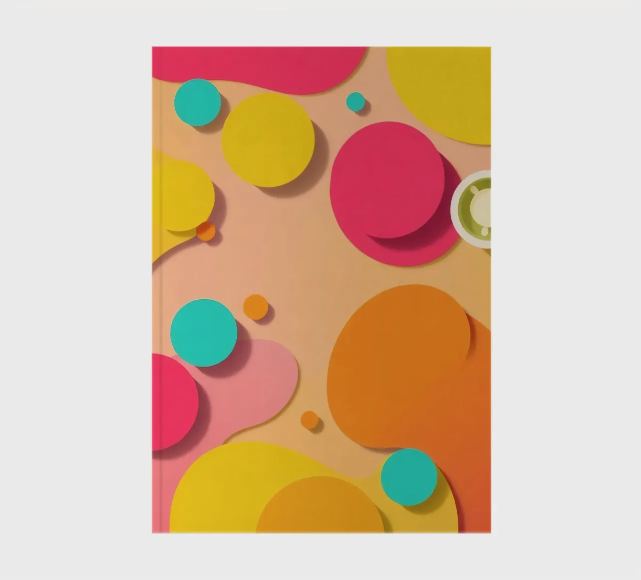 Felgekleurde abstracte vormen creëren een levendig speels notitieboek van DesignDoodle