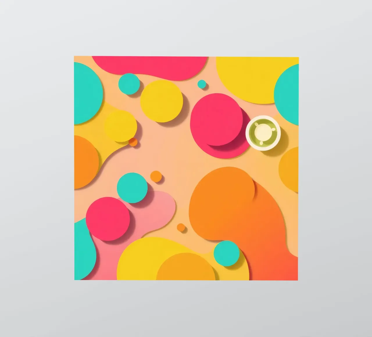 Brightly colored abstract shapes create a vibrant playful sticker by DesignDoodle