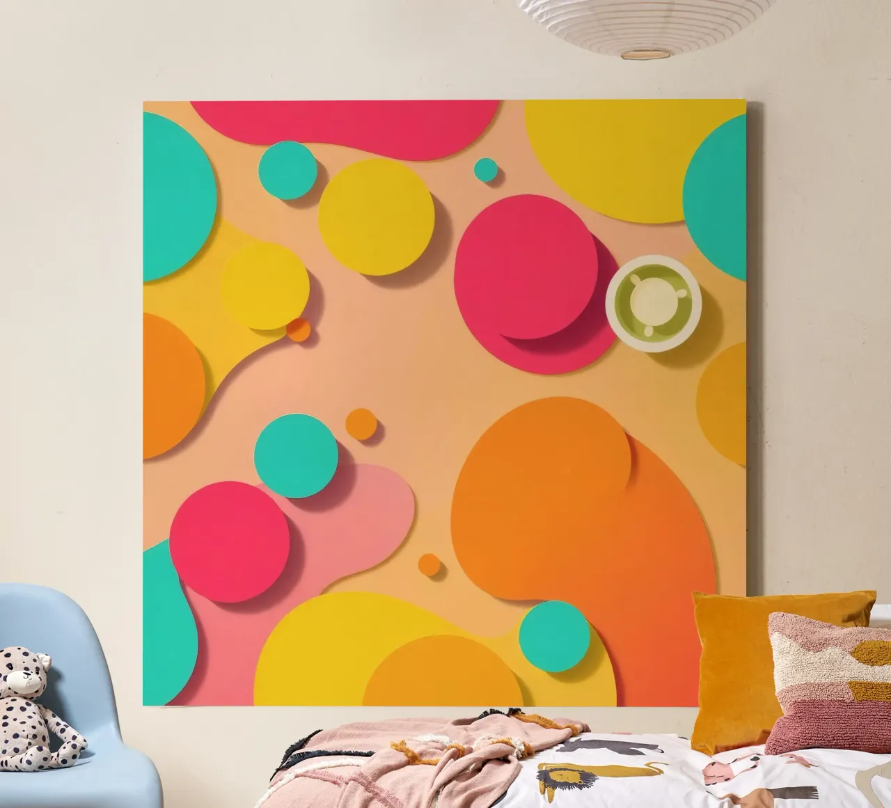 Brightly colored abstract shapes create a vibrant playful canvas by DesignDoodle