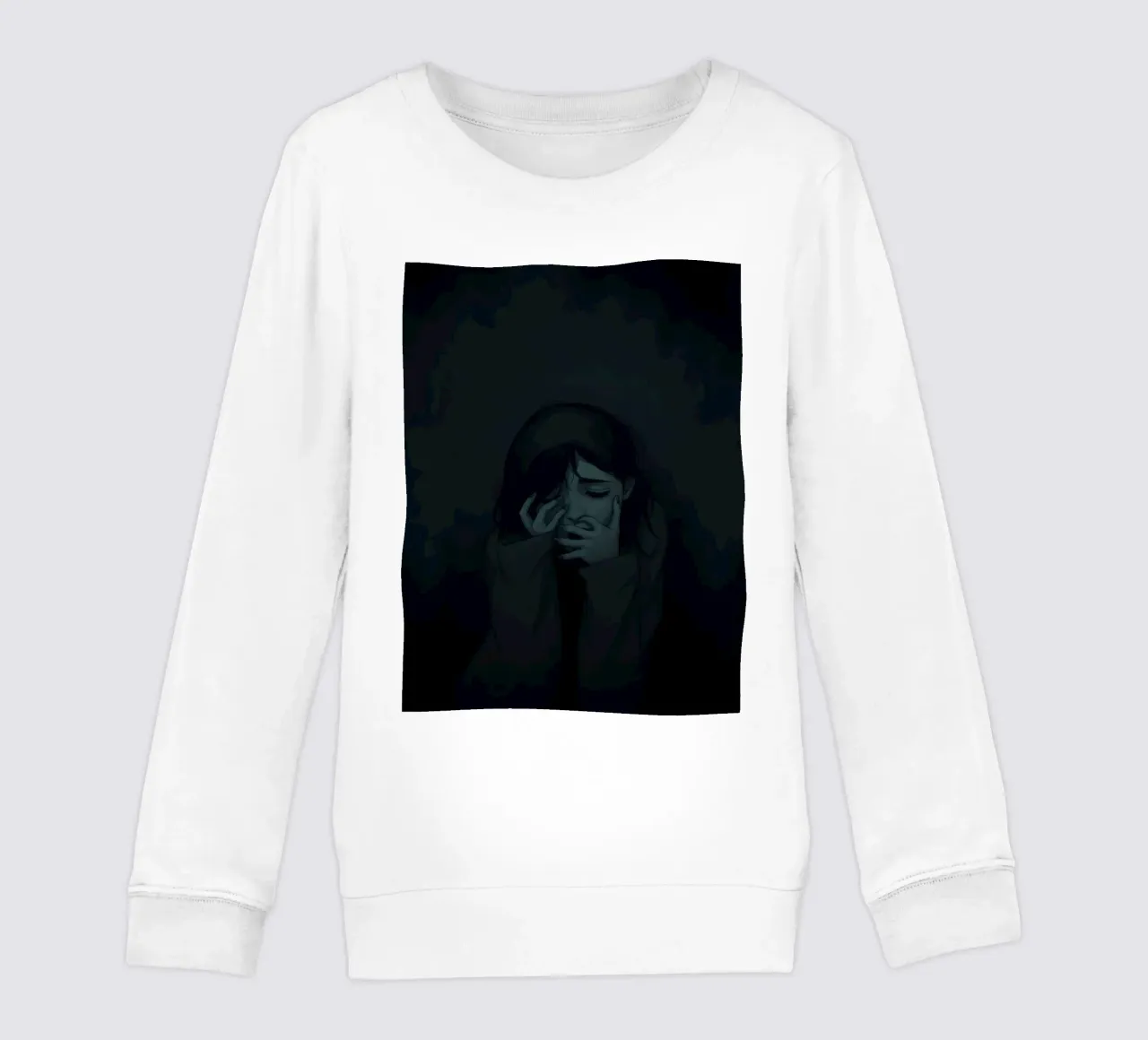 Emotiva representación de una joven que expresa su profundo dolor sudadera para niño de DesignDoodle