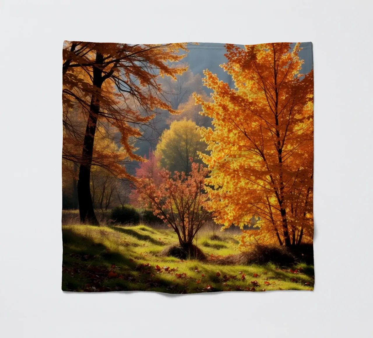 Vibrante fogliame autunnale in una foresta che mostra foglie colorate coperta in pile da DesignDoodle
