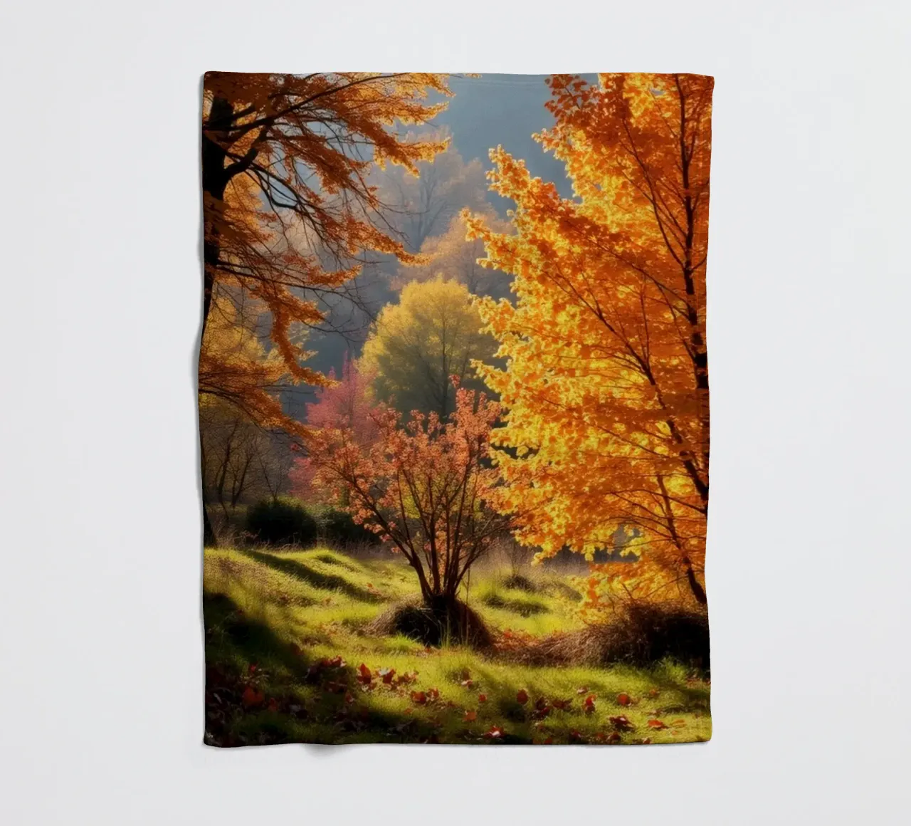 Vibrante fogliame autunnale in una foresta che mostra foglie colorate coperta in pile da DesignDoodle
