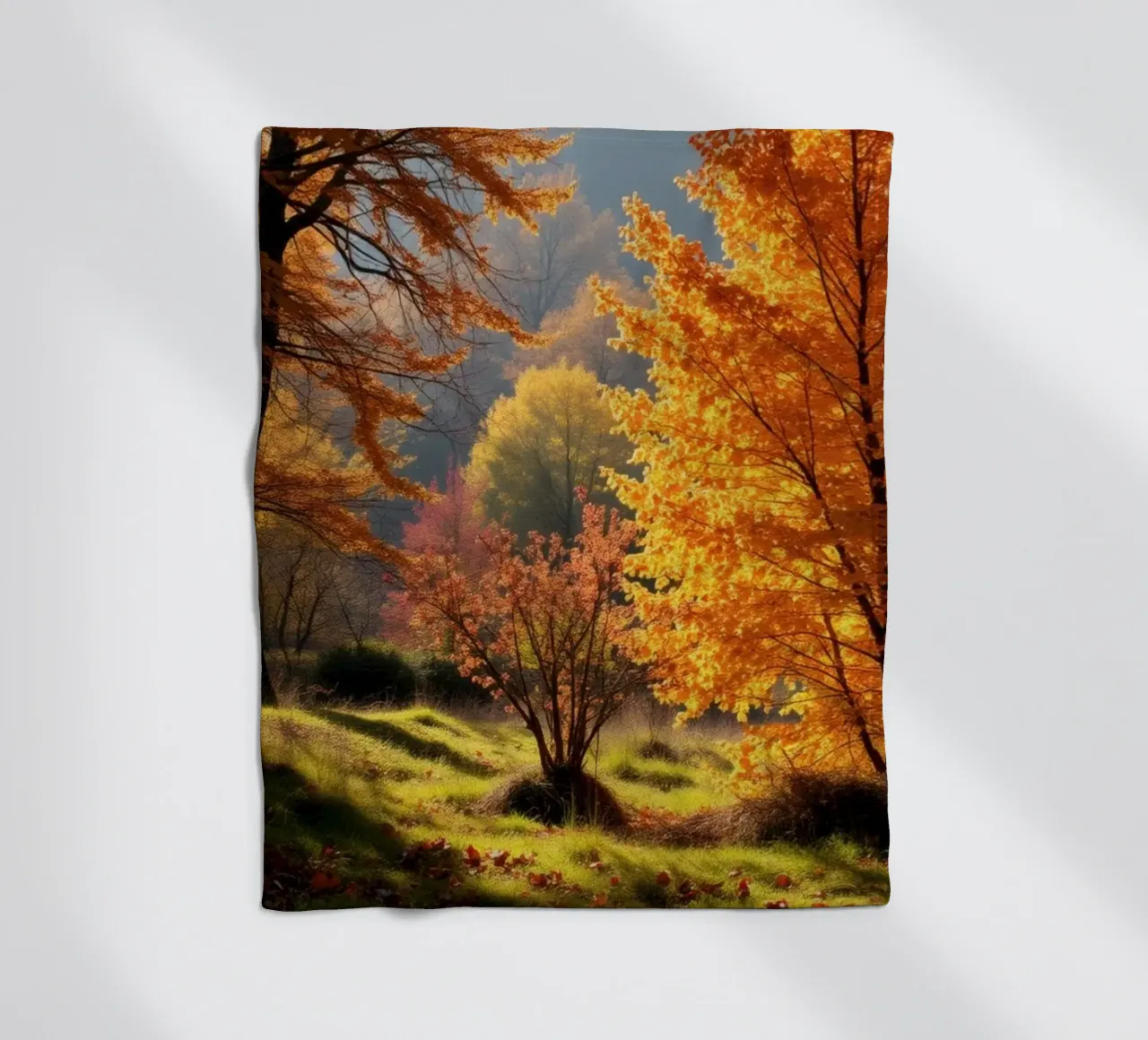 Vibrante fogliame autunnale in una foresta che mostra foglie colorate coperta in pile da DesignDoodle