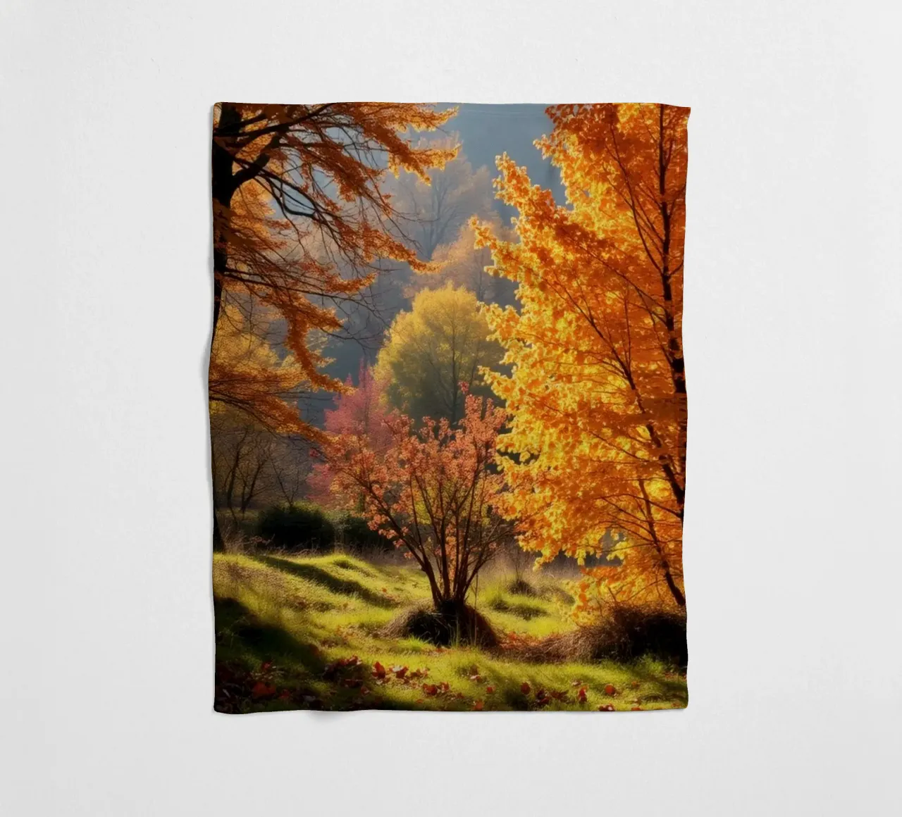 Vibrante fogliame autunnale in una foresta che mostra foglie colorate coperta in pile da DesignDoodle