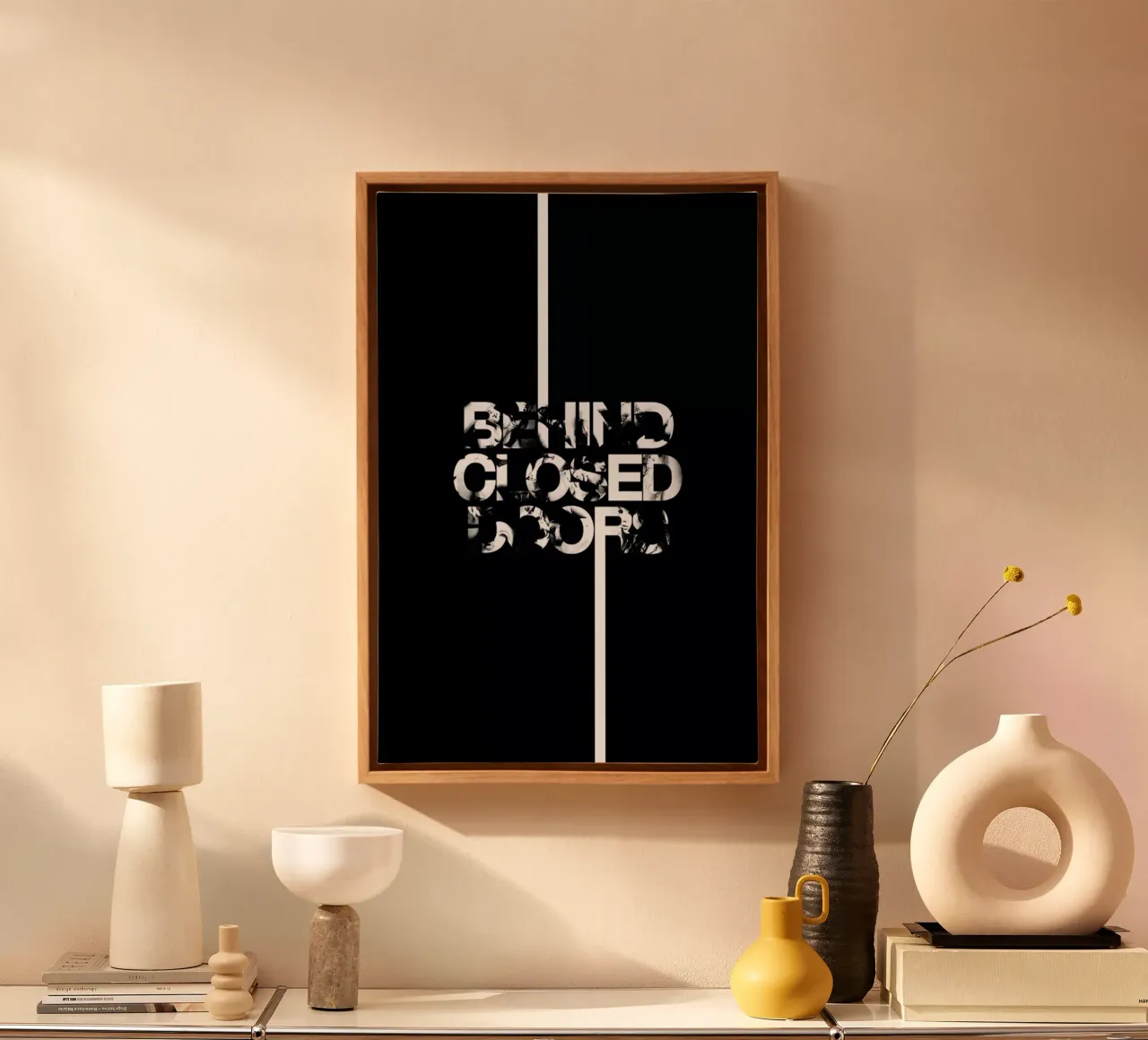 Behind Closed canvas met Baklijst van Petros Afshar