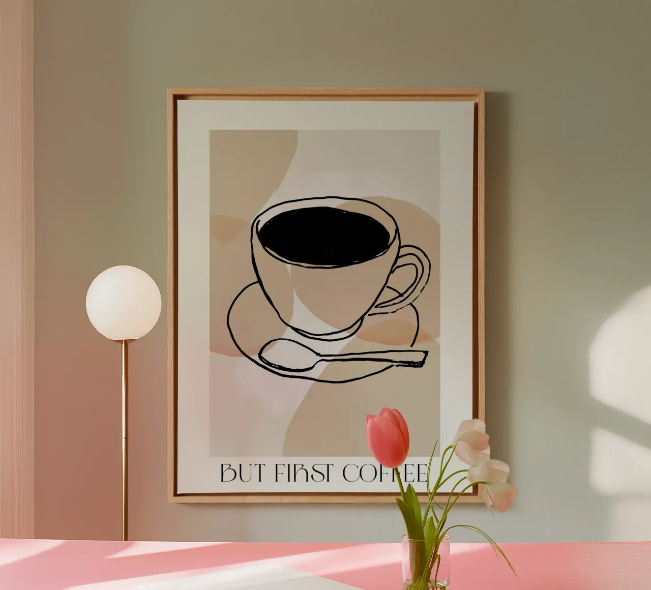 But First Coffee canvas met Baklijst van treechild