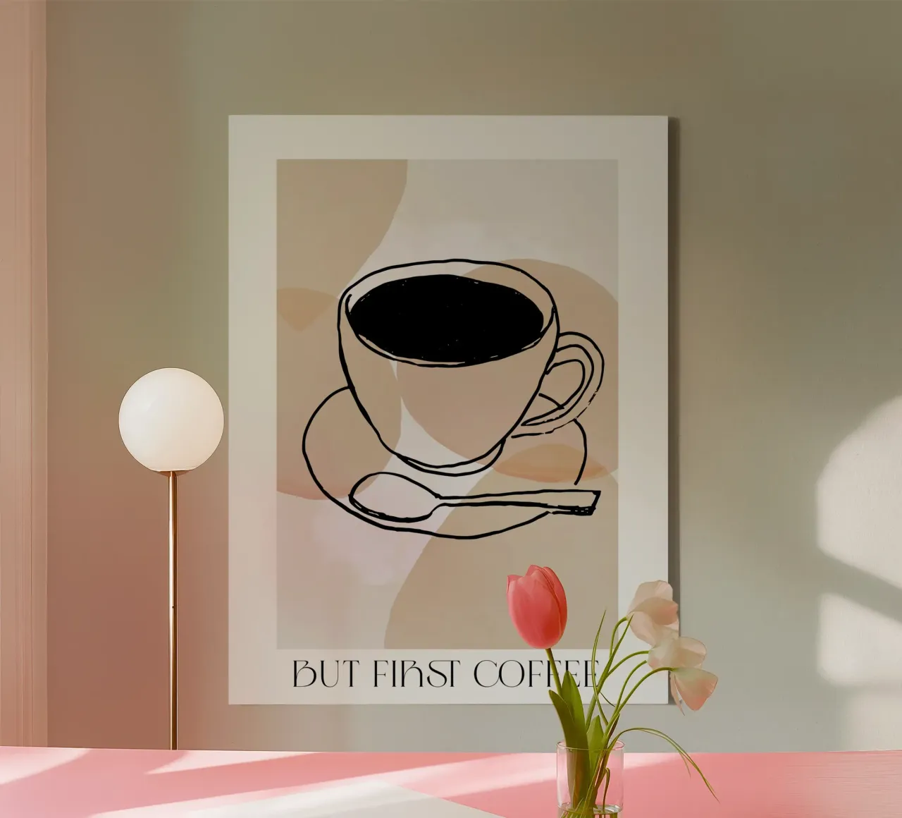 But First Coffee canvas met Baklijst van treechild