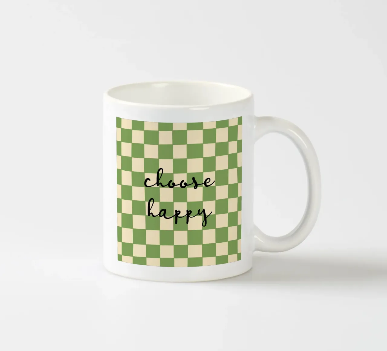 Muster kariert grün - choose happy tazza in ceramica da Illustration Raissa Oltmanns