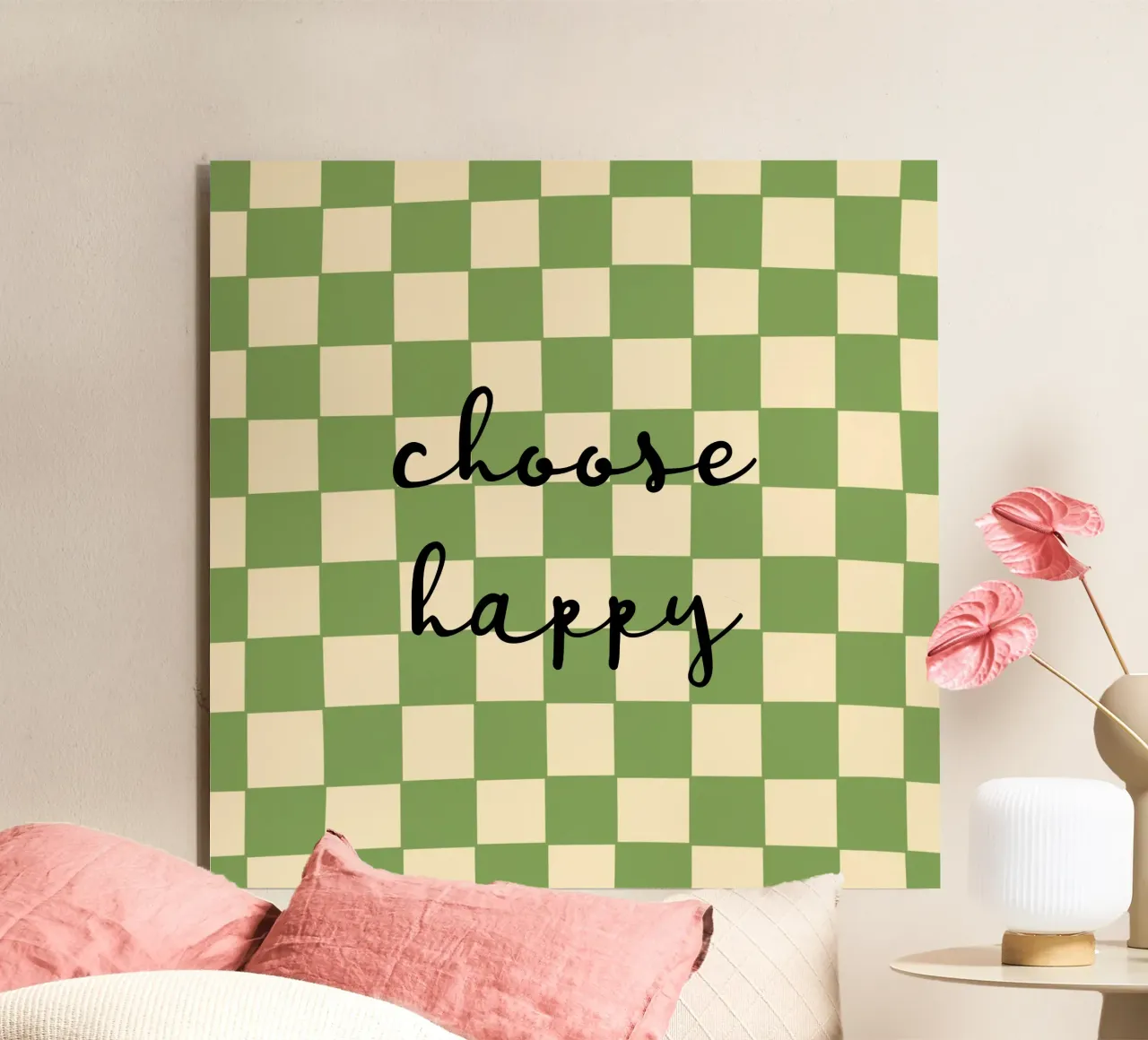 Muster kariert grün - choose happy alluminio dibond da Illustration Raissa Oltmanns