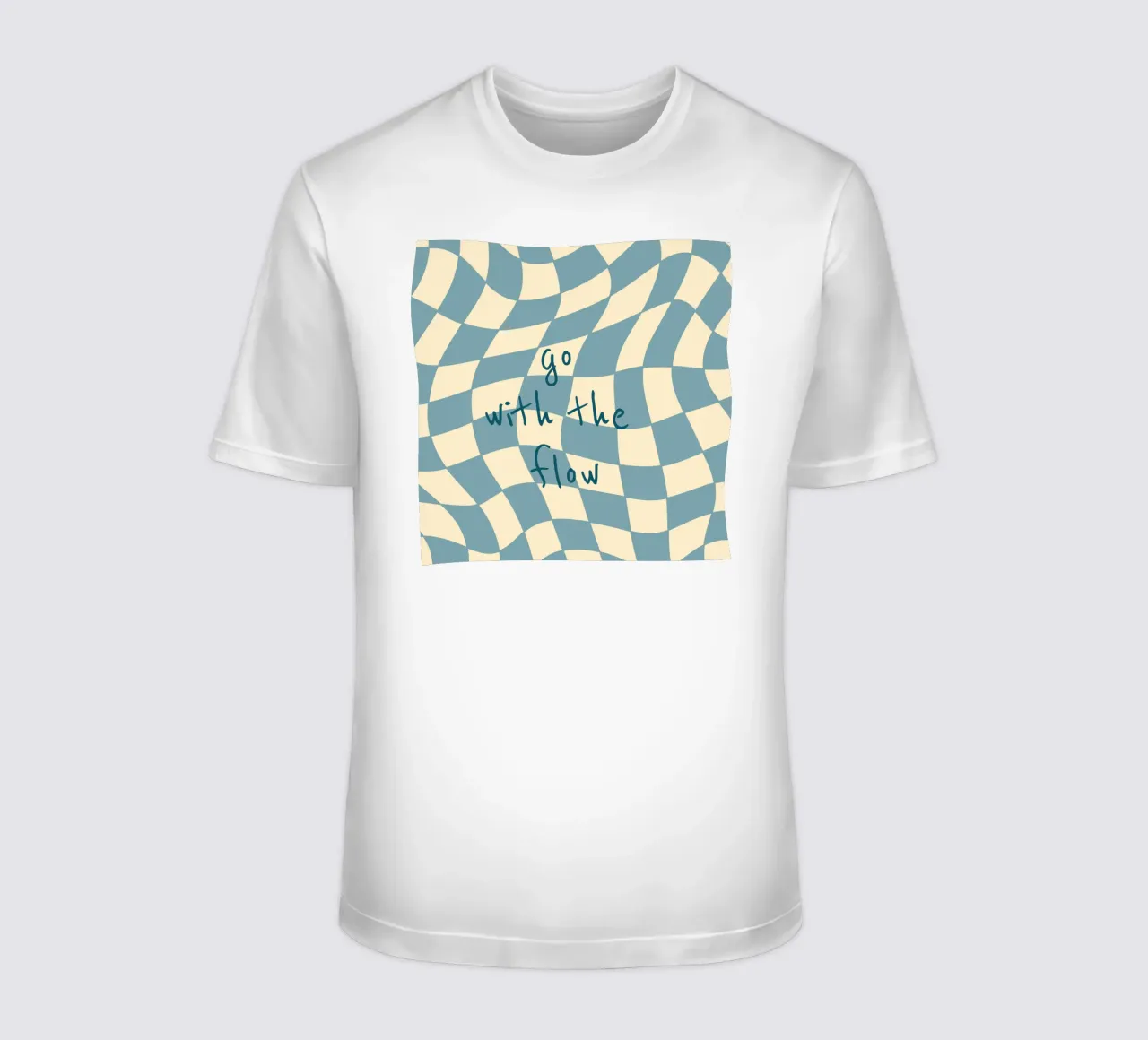 Fließendes Schachbrettmuster blau - gp with the flow t-shirt da Illustration Raissa Oltmanns