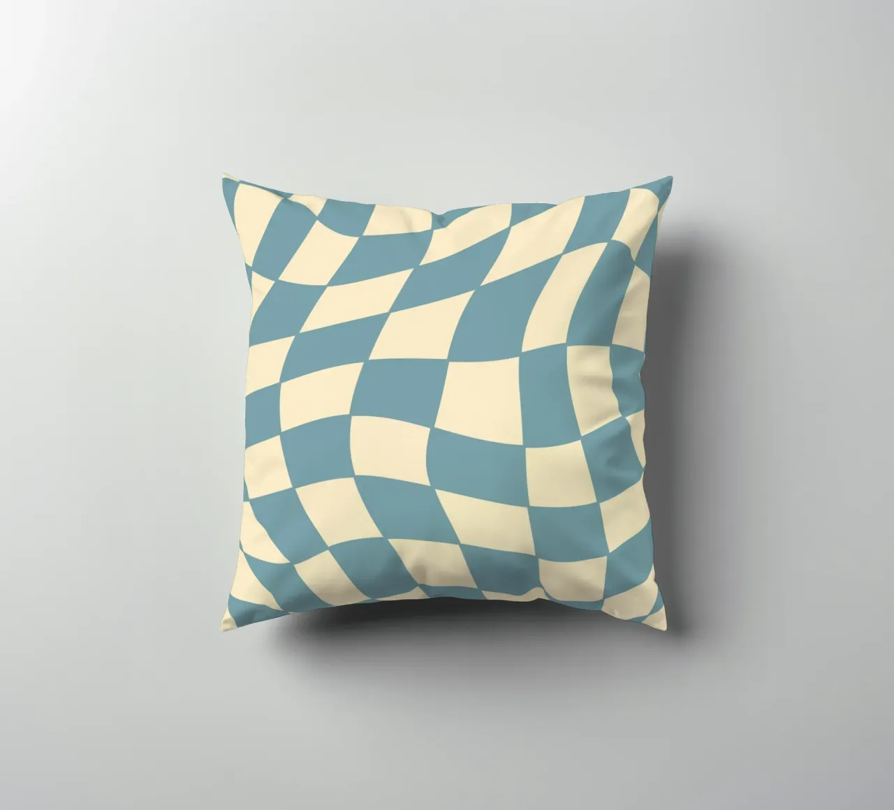 Fließendes Schachbrettmuster blau - gp with the flow cuscino da Illustration Raissa Oltmanns