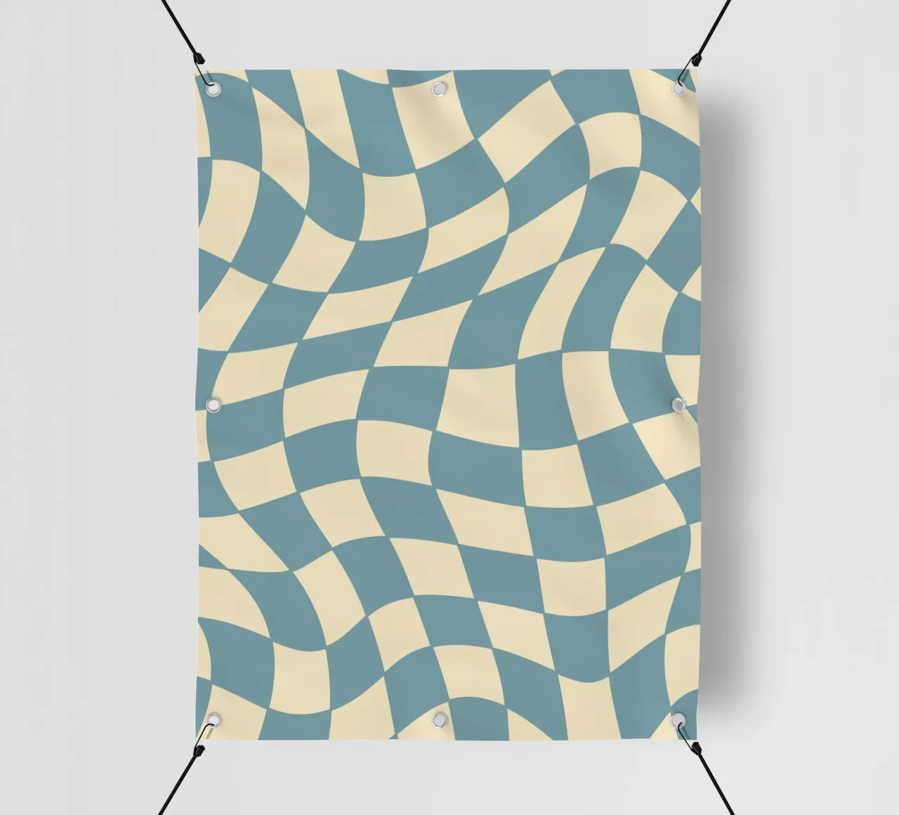 Fließendes Schachbrettmuster blau - gp with the flow telo in pvc da Illustration Raissa Oltmanns