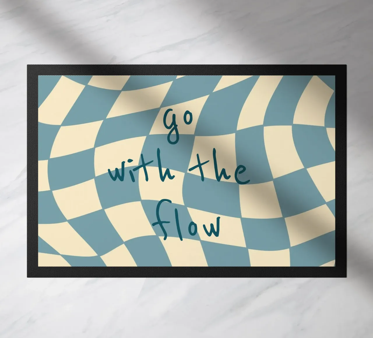 Fließendes Schachbrettmuster blau - gp with the flow zerbino da Illustration Raissa Oltmanns