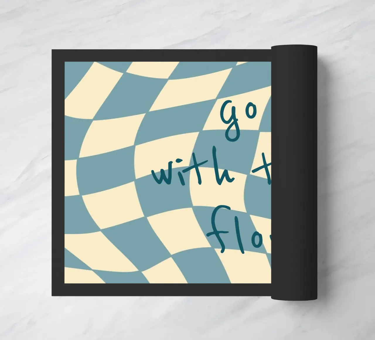 Fließendes Schachbrettmuster blau - gp with the flow zerbino da Illustration Raissa Oltmanns