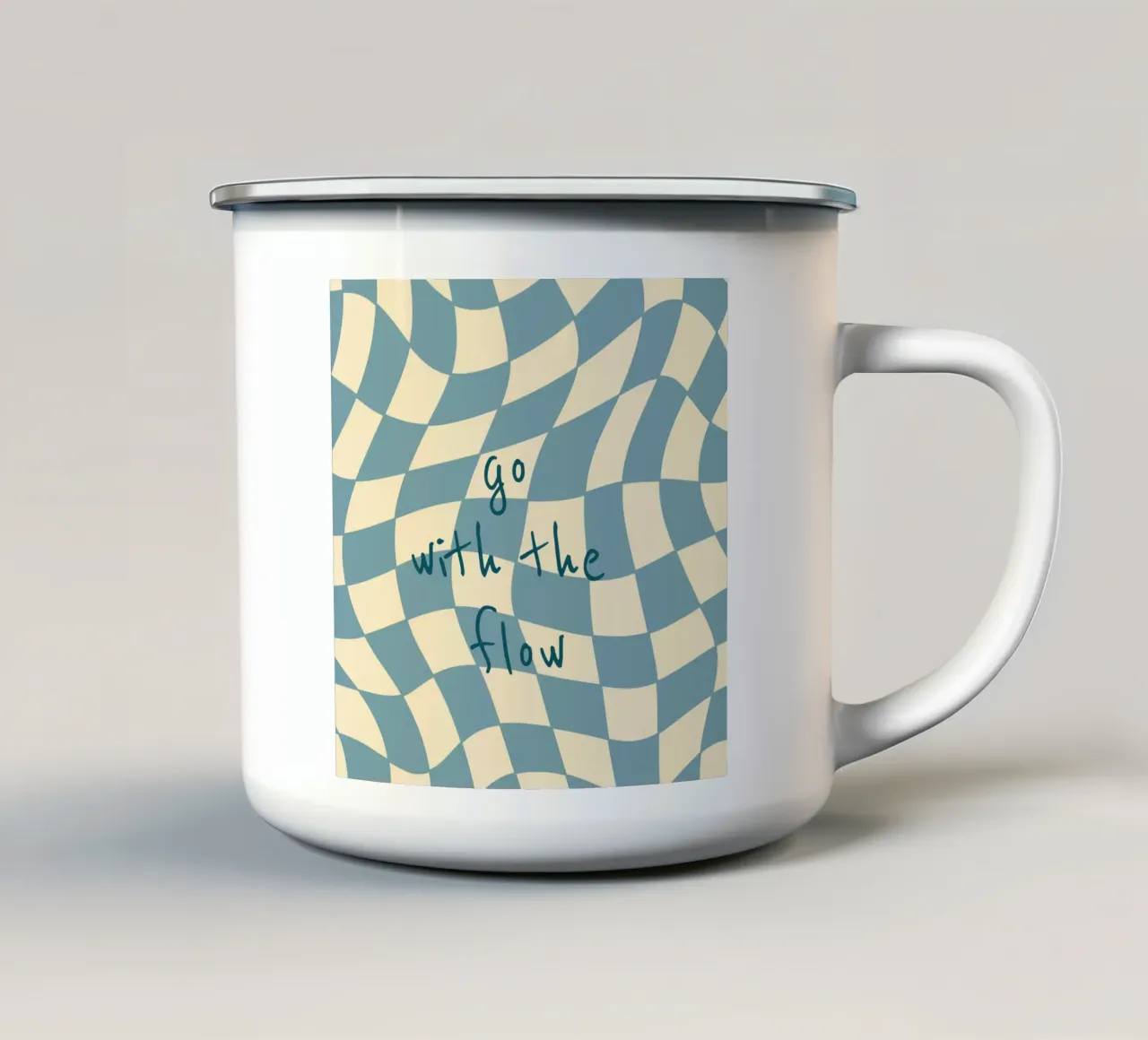 Fließendes Schachbrettmuster blau - gp with the flow tazza in smalto da Illustration Raissa Oltmanns