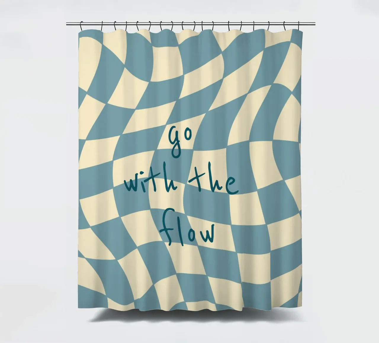 Fließendes Schachbrettmuster blau - gp with the flow tenda da doccia da Illustration Raissa Oltmanns