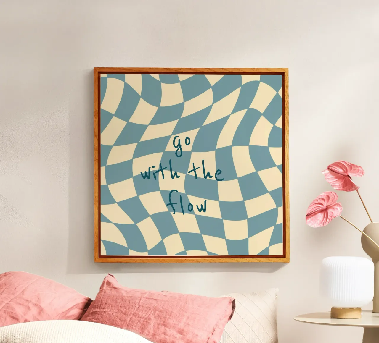 Fließendes Schachbrettmuster blau - gp with the flow plexiglass da Illustration Raissa Oltmanns