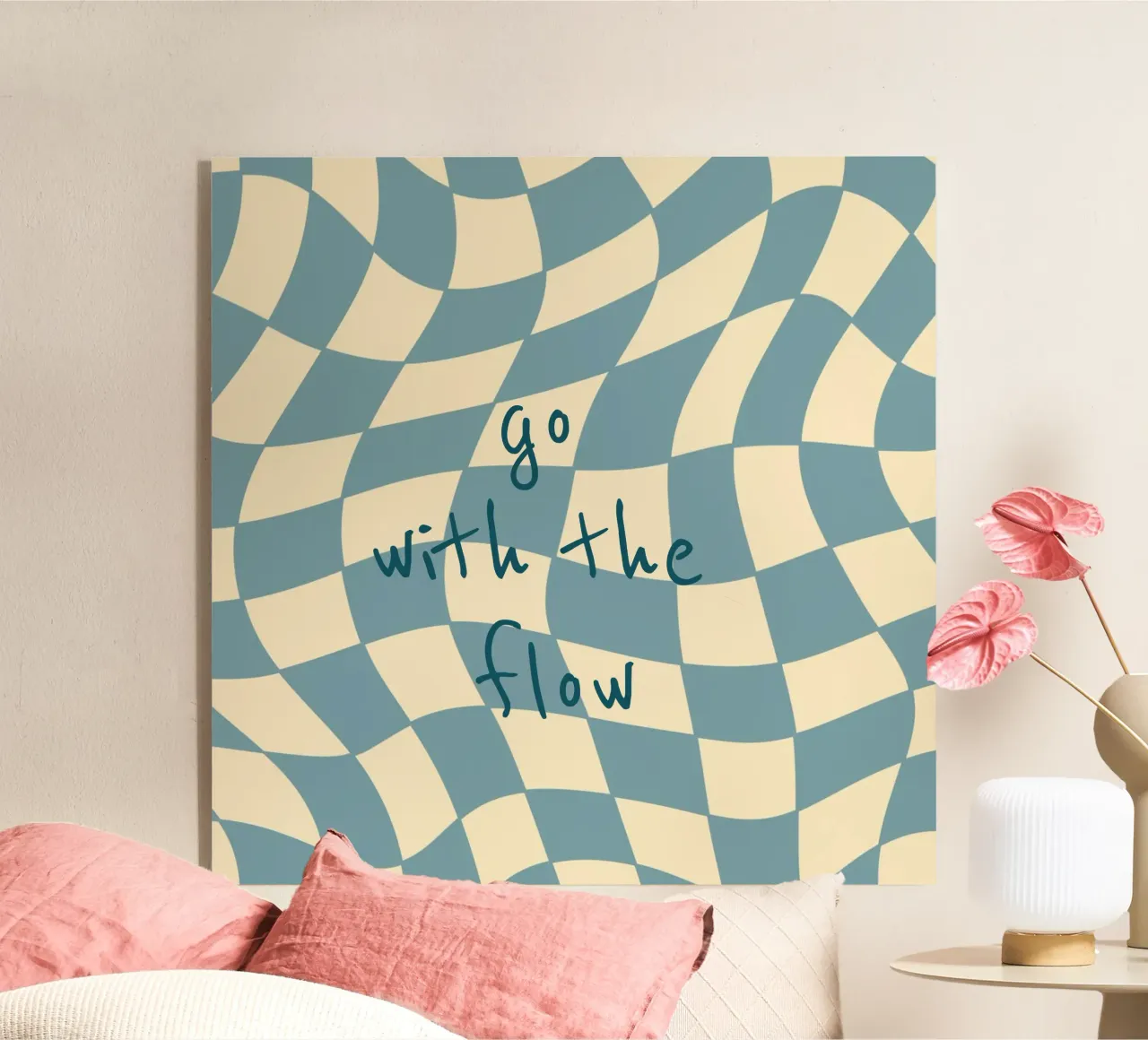 Fließendes Schachbrettmuster blau - gp with the flow plexiglass da Illustration Raissa Oltmanns