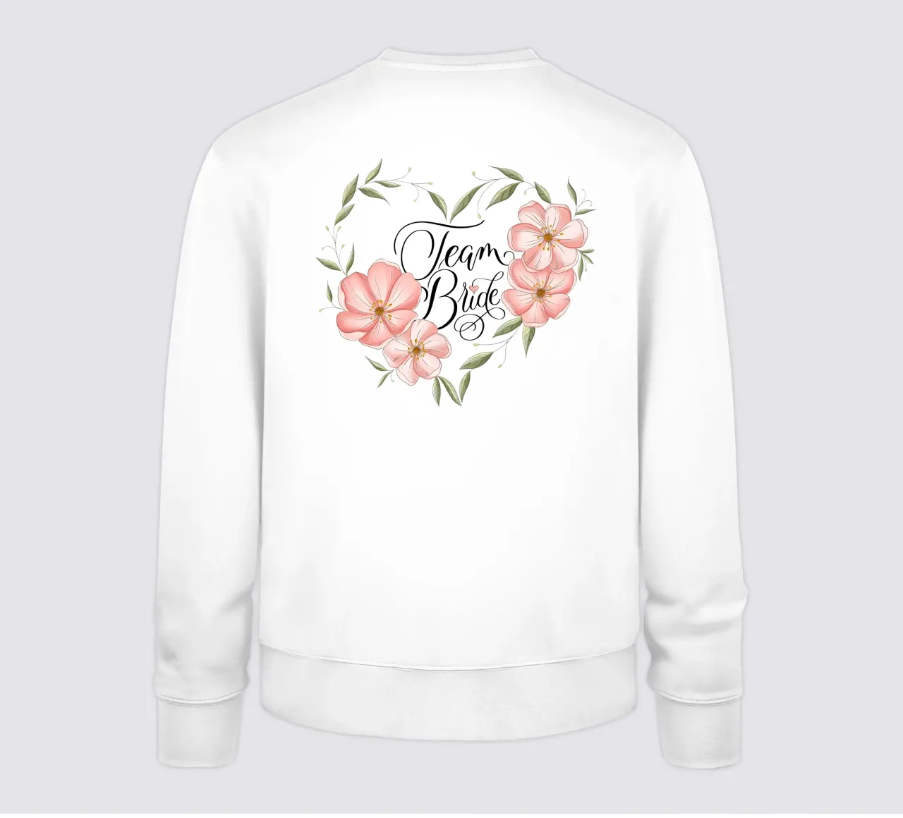 Team Sposa. Incantevole cuore floreale con calligrafia. felpa da CalliLetters