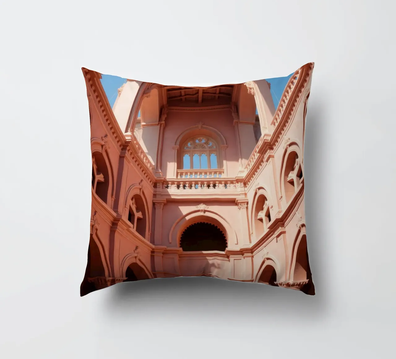 Exploring the architectural beauty of a historic building decorative cushion by DesignDoodle