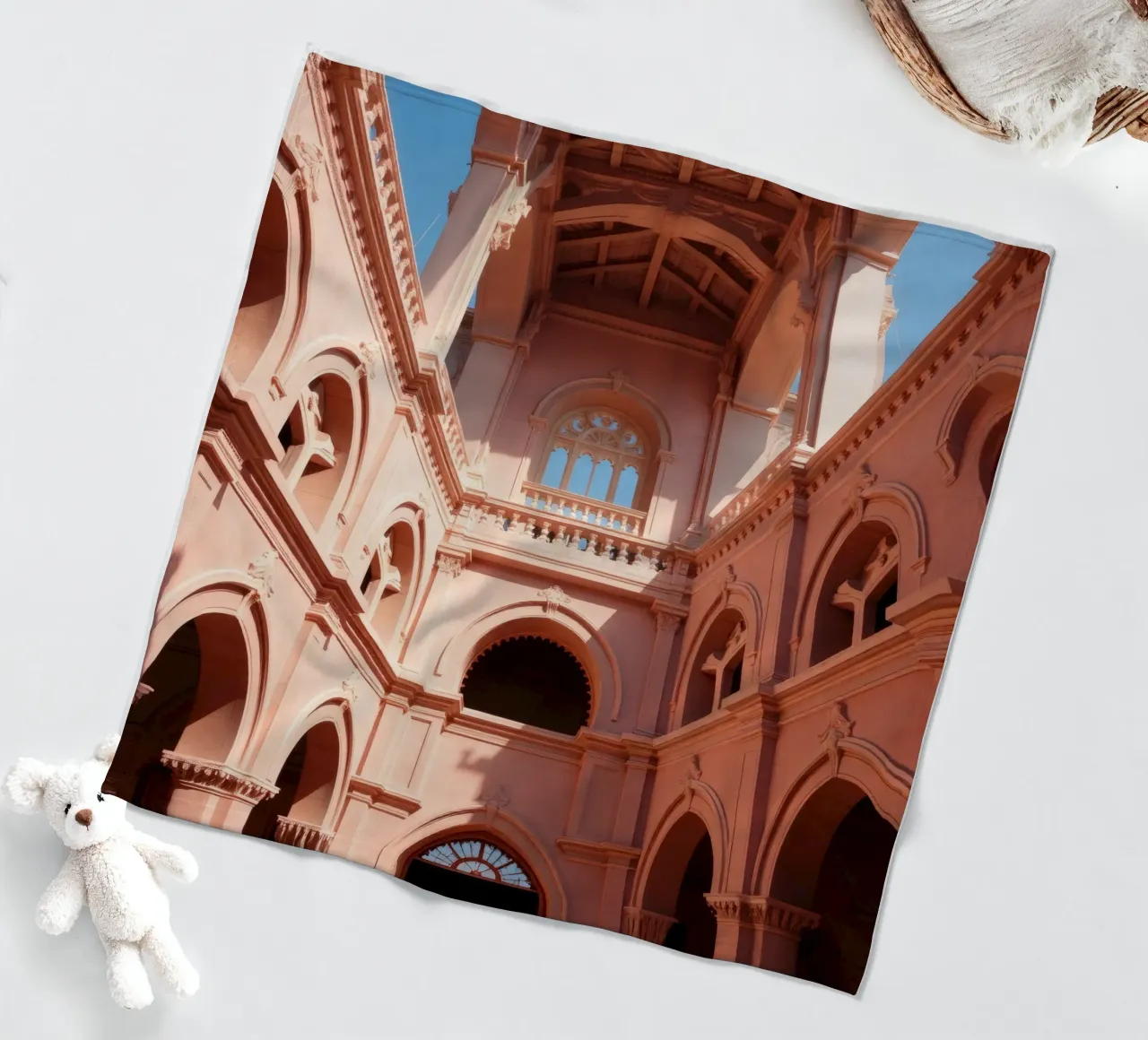 Exploring the architectural beauty of a historic building fleece blanket by DesignDoodle