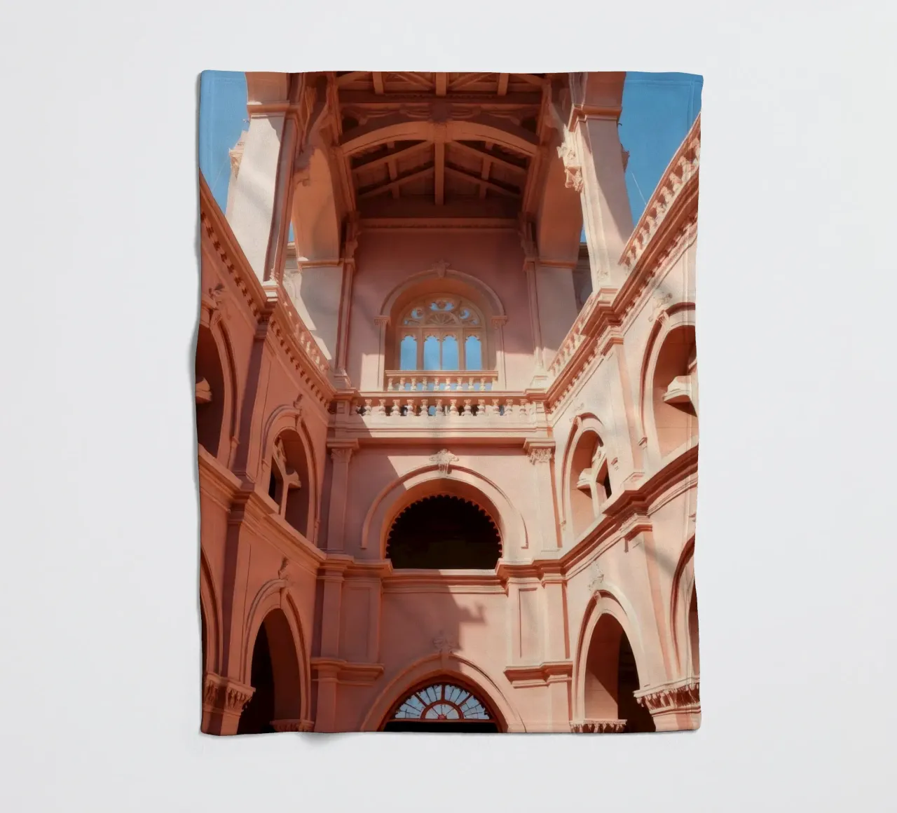 Exploring the architectural beauty of a historic building fleece blanket by DesignDoodle