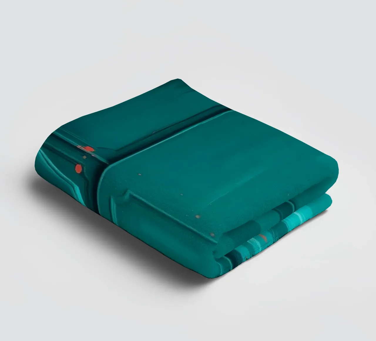 teal interior with red splashes, featuring elegant chair towel by DesignDoodle