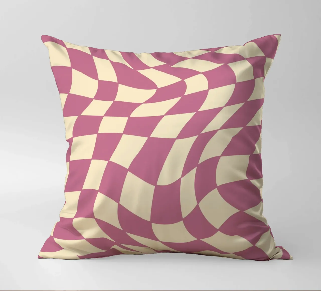 fließendes Schachbrettmuster rosa - do it for yourself cuscino da Illustration Raissa Oltmanns