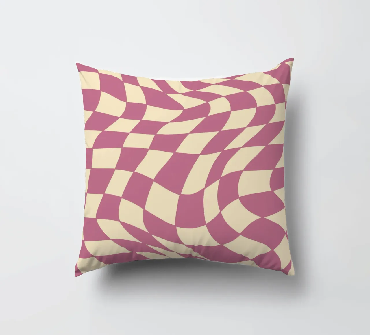 fließendes Schachbrettmuster rosa - do it for yourself cuscino da Illustration Raissa Oltmanns