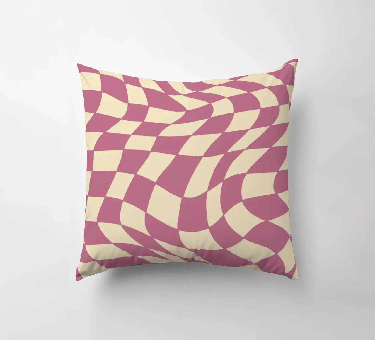 fließendes Schachbrettmuster rosa - do it for yourself cuscino da Illustration Raissa Oltmanns