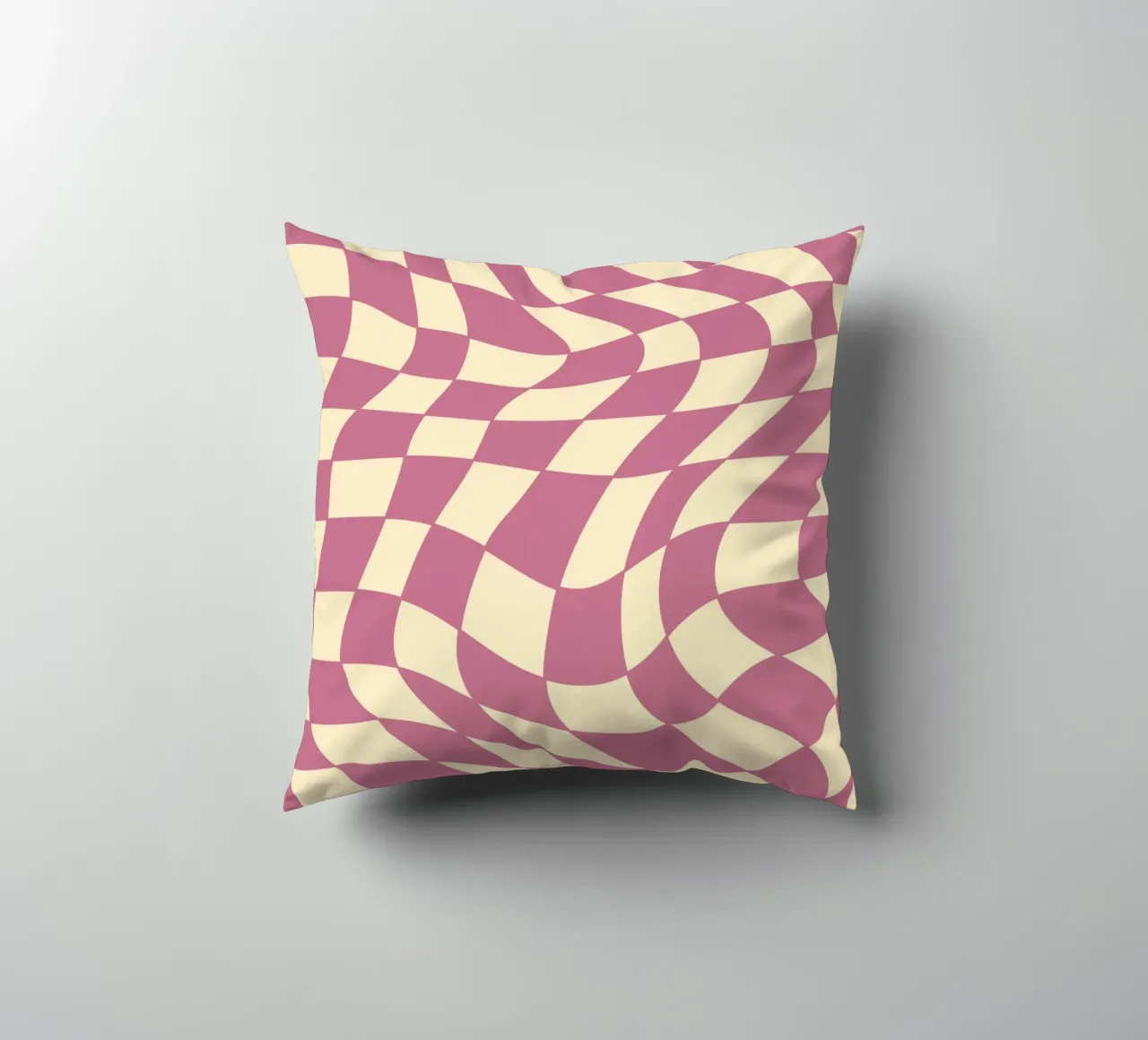 fließendes Schachbrettmuster rosa - do it for yourself cuscino da Illustration Raissa Oltmanns