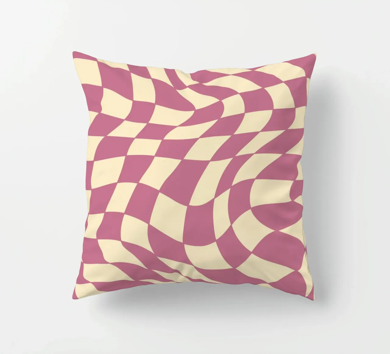 fließendes Schachbrettmuster rosa - do it for yourself cuscino da Illustration Raissa Oltmanns