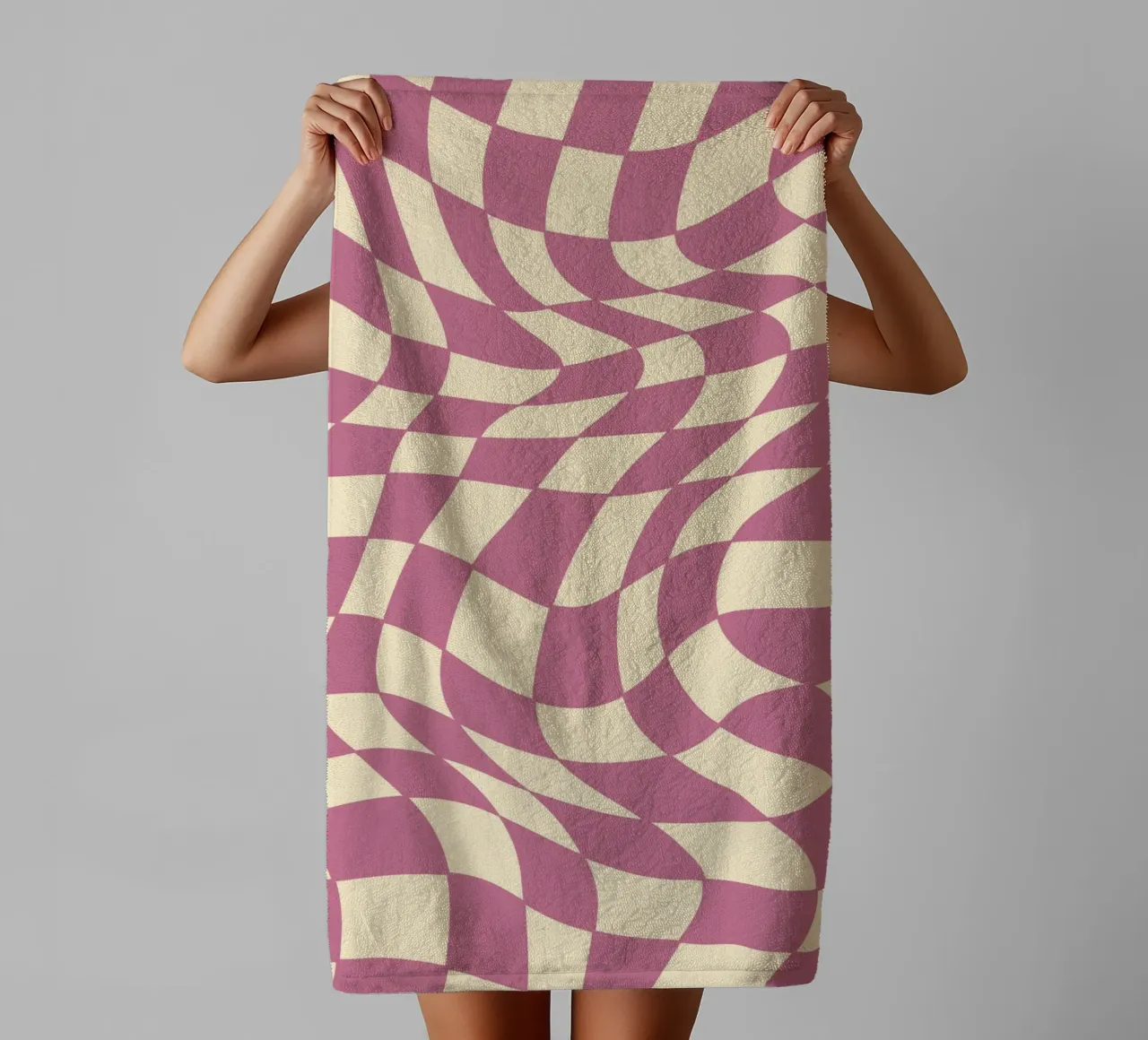 fließendes Schachbrettmuster rosa - do it for yourself asciugamano da bagno da Illustration Raissa Oltmanns