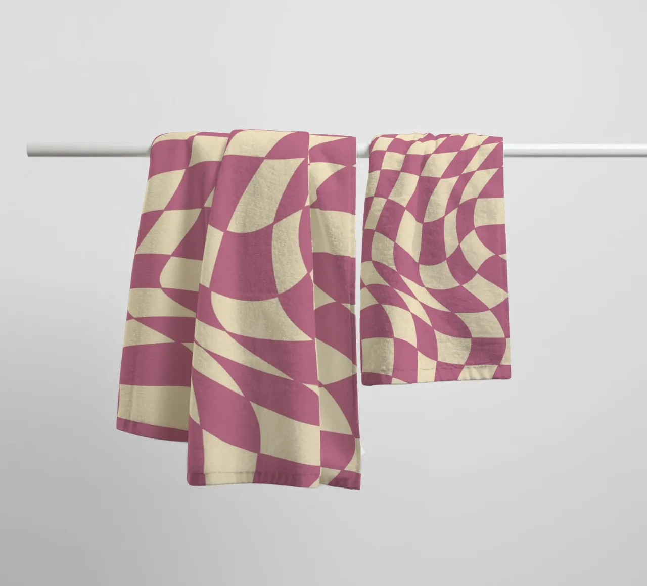 fließendes Schachbrettmuster rosa - do it for yourself asciugamano da bagno da Illustration Raissa Oltmanns