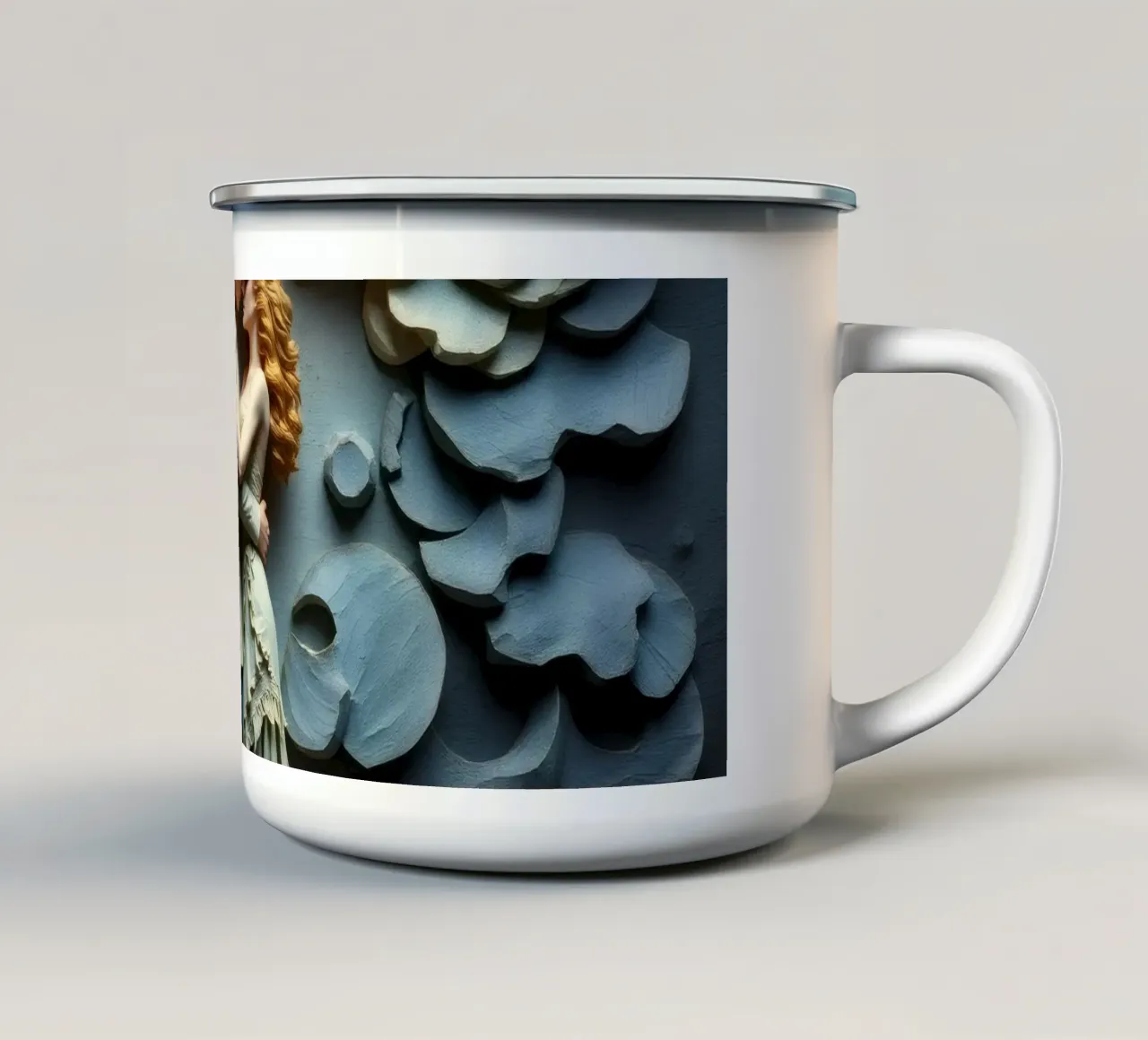 Abbracciare l'amore tra onde e nuvole artistiche tazza in smalto da DesignDoodle