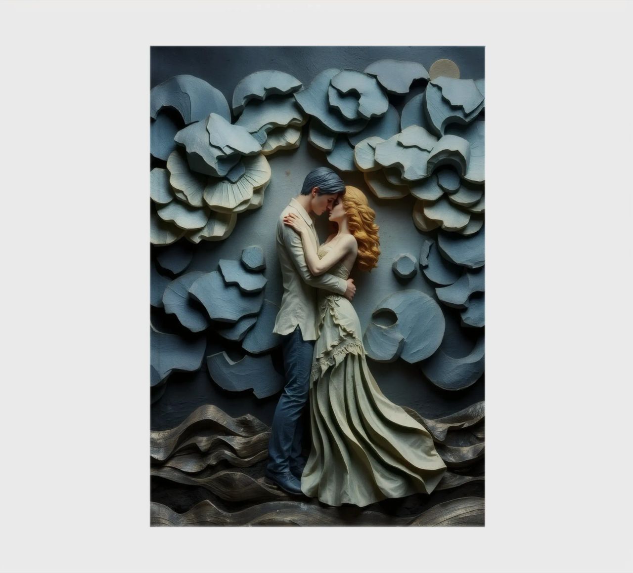 Embracing love amidst artistic waves and clouds notebook by DesignDoodle