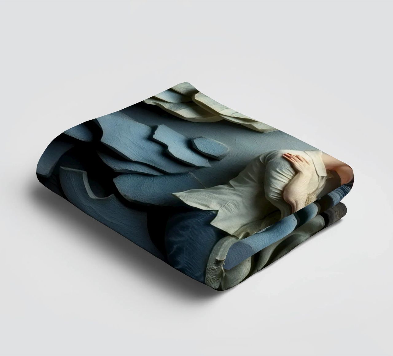 Embracing love amidst artistic waves and clouds towel by DesignDoodle